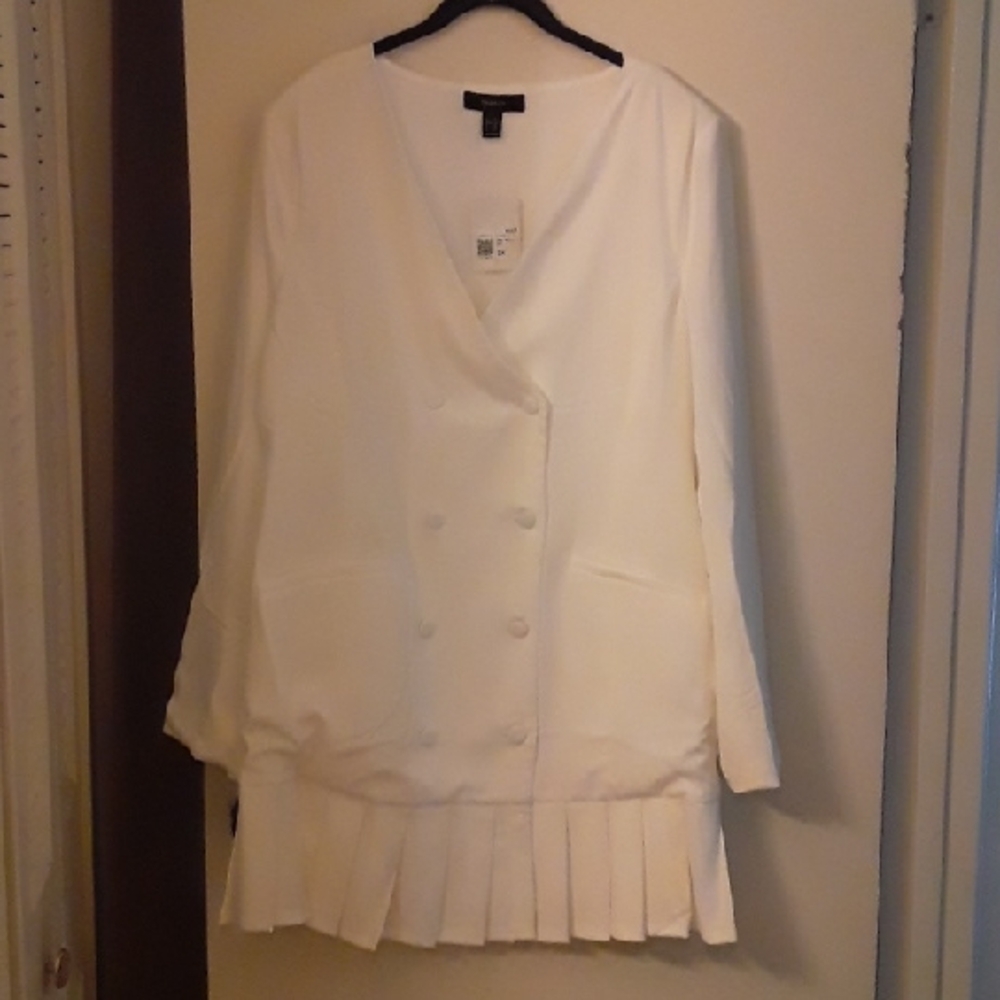 Forever 21 Ivory Blazer Dress with Pleated Detail